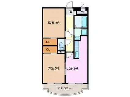 エクセレンス(2DK/1階)の間取り写真