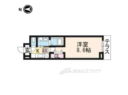 ヴィラ・サンセールⅡ(1K/1階)の間取り写真