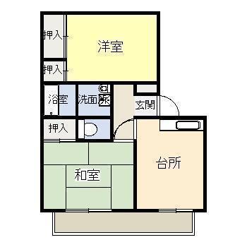 ブライトハイツ月見ヶ丘弐番館(2DK/2階)の間取り写真
