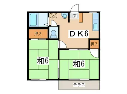 セピア森(2DK/1階)の間取り写真