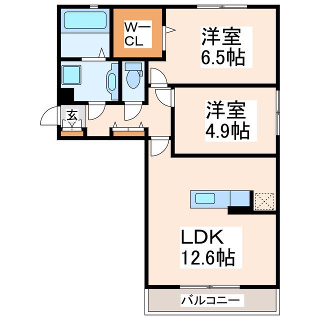 シャルルマーニュ(2LDK/3階)の間取り写真