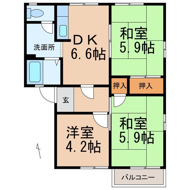 フレグランスロゼ(3DK/2階)の間取り写真