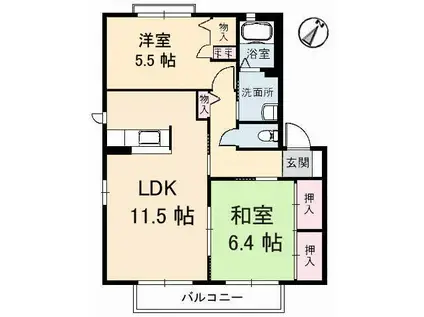 シャーメゾンかがやき 1番館(2LDK/2階)の間取り写真