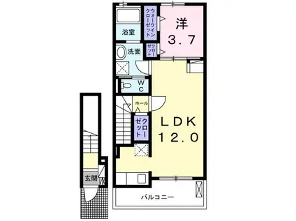 カンパーニャ III(1LDK/2階)の間取り写真