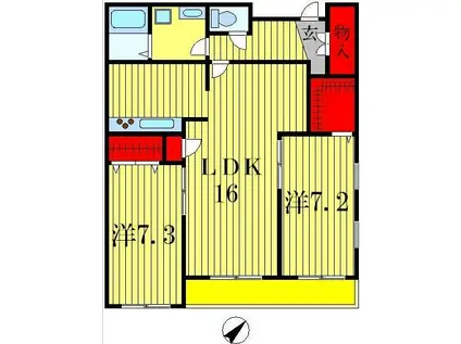 楓雅24(2LDK/5階)の間取り写真