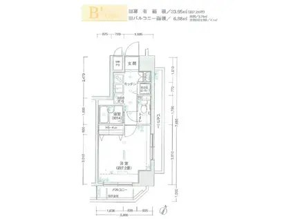 ヴェルト柿の木坂(1K/4階)の間取り写真