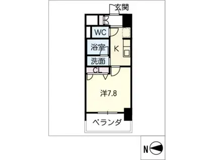 ロンド ヴェルチュ白川公園(1K/4階)の間取り写真