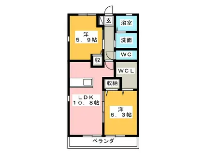 バル・カステール(2LDK/1階)の間取り写真