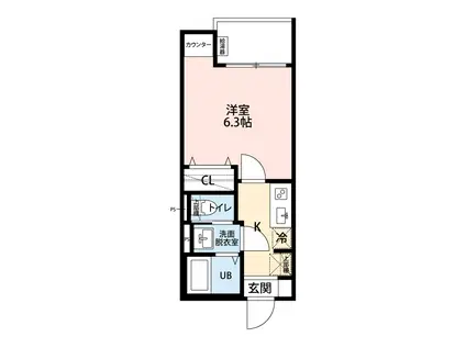 CRECIA前原東(1K/3階)の間取り写真