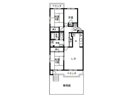 藤和習志野コープ2号棟(3LDK/1階)の間取り写真