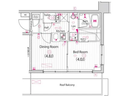 ガーラ・パークサイド亀戸(1DK/7階)の間取り写真