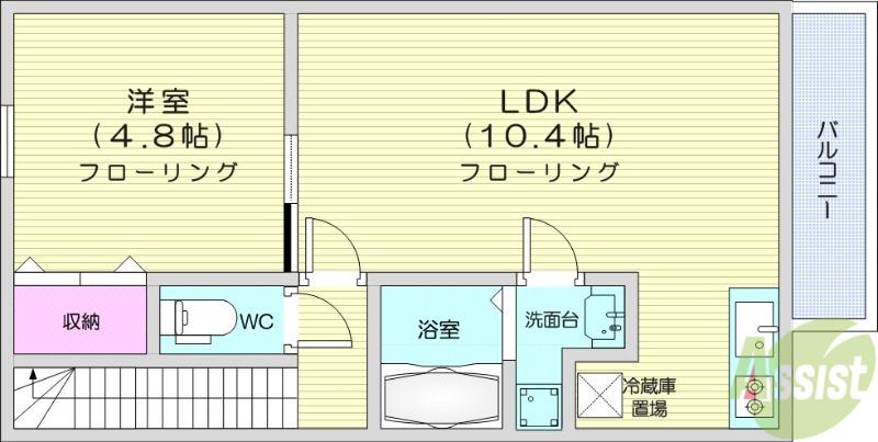 ラ・リュール宮千代(1LDK/3階)の間取り写真