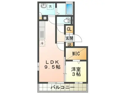 リビングタウンえどばしA棟(1LDK/2階)の間取り写真