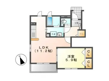 メッゾ マーヴェラス(1LDK/1階)の間取り写真