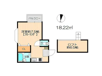 エレガンテ大濠西III(ワンルーム/2階)の間取り写真