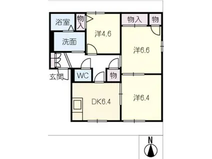 旭前フレグランスB棟(3DK/1階)の間取り写真