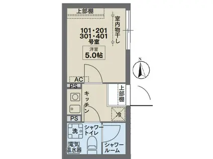 COCOFLAT戸越公園(1K/1階)の間取り写真