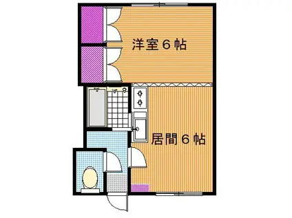 POLE STAR(1DK/2階)の間取り写真