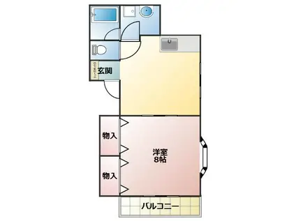 メープルハウス(1DK/2階)の間取り写真