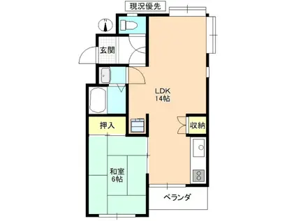 レジデンス染谷台(1LDK/3階)の間取り写真