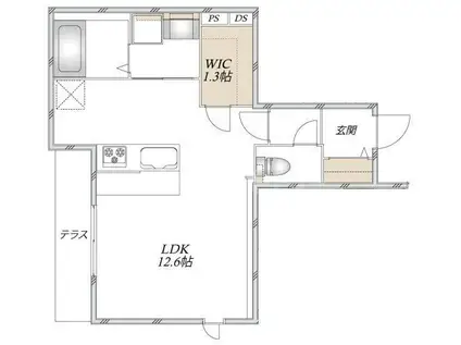 足立区谷中メゾン(ワンルーム/1階)の間取り写真