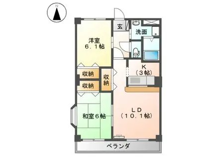 カーサ・リヴェール21(2LDK/3階)の間取り写真