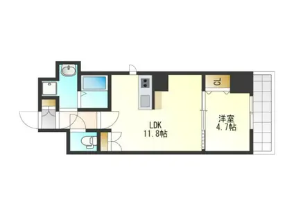 L-IDEA OTEMAE(1LDK/8階)の間取り写真