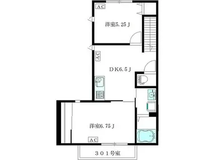 メゾンドOKANO(2DK/3階)の間取り写真