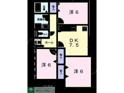 ローレルエスII(3DK/3階)の間取り写真