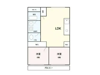 カントリーフラッツ(2LDK/1階)の間取り写真