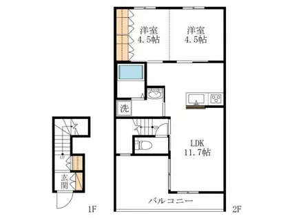 パ・マル逆井(2LDK/2階)の間取り写真