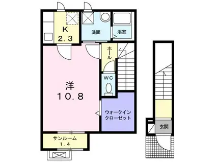 ポローニア(1K/2階)の間取り写真