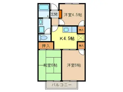 ウエスト・ビレッジII番館(3K/2階)の間取り写真