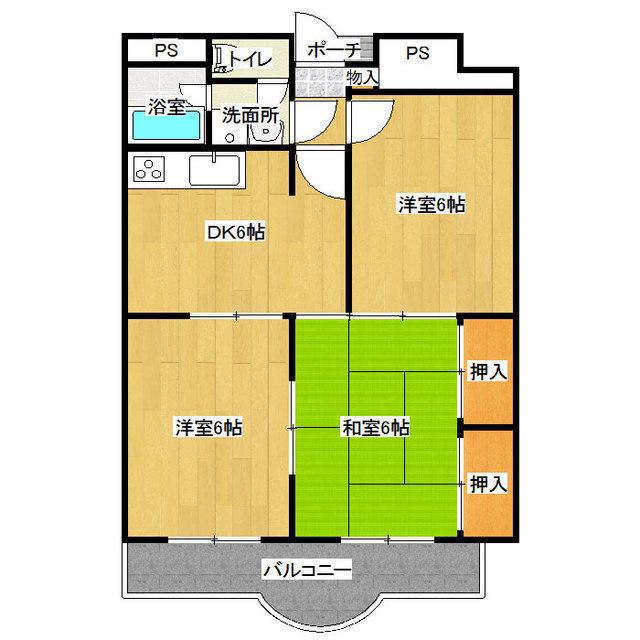 リヴェールマンション熊谷(3DK/3階)の間取り写真
