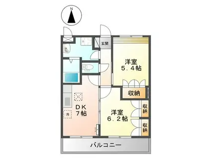 グリーングランデ II(2DK/1階)の間取り写真