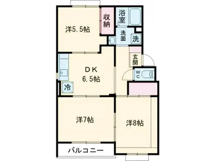 トリヴァンベール美船A(3DK/1階)の間取り写真