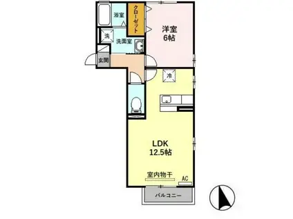 アージュI(1LDK/2階)の間取り写真