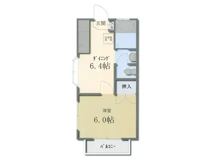 メイプルハウス(1DK/2階)の間取り写真