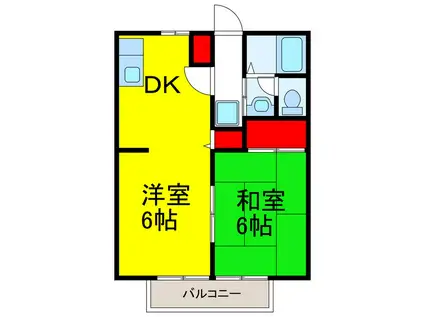 サニーホームズ(2DK/1階)の間取り写真