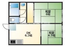 神之山コーポ(2DK/1階)の間取り写真