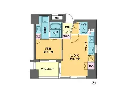 カスタリア人形町II(1LDK/2階)の間取り写真