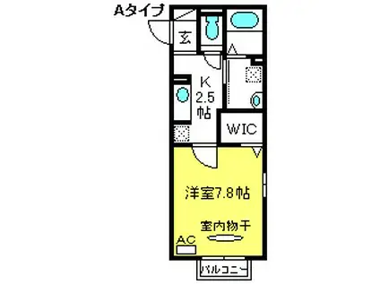 エルミタージュII(1K/1階)の間取り写真