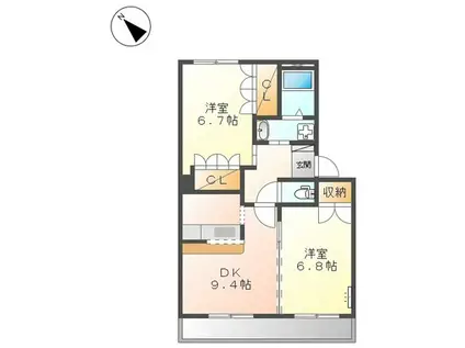 SAIN GRANDIR(2DK/1階)の間取り写真