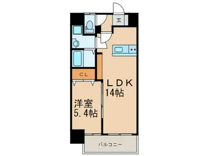 MDIプロスディブロ黒崎駅前(1LDK/12階)の間取り写真