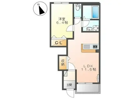 グリシーヌ(1LDK/1階)の間取り写真