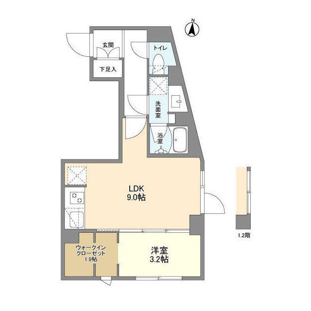 ウェルスクエア西大井(1LDK/1階)の間取り写真