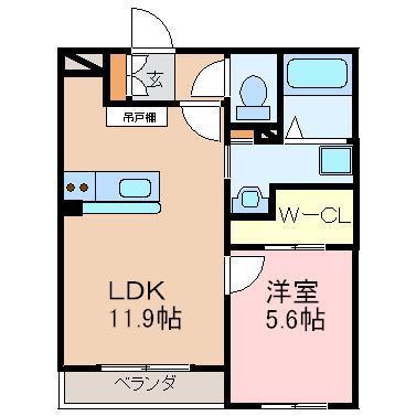 ヴィーナス・ヒルズ近見(1LDK/4階)の間取り写真