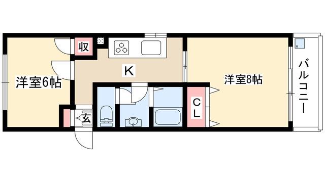 アグレアーブル(2K/2階)の間取り写真