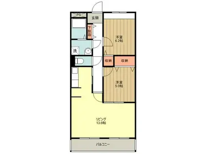 GRACE GARDENA(2LDK/3階)の間取り写真