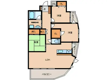 ユニティー北川口(3LDK/6階)の間取り写真